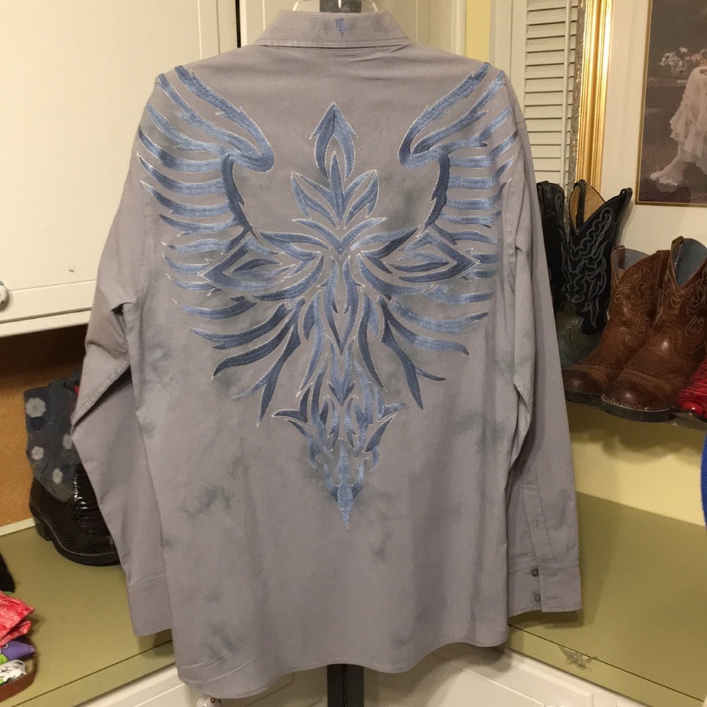 Roar Button Down Distressed Shirt